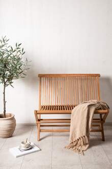 Joan houten tuinbank naturel - 100 x 62 cm Goud