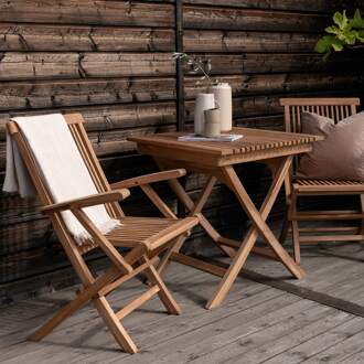 Joan inklapbare houten tuintafel naturel - 70 x 70 cm Bruin