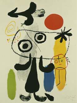 Joan Miro - Figur Gegen Rote Sonne Ii Kunstdruk 70x100cm