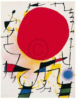 Joan Miro - Le Soleil Rouge Kunstdruk 40x50cm