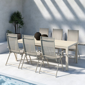 Joas polywood tuin eettafel beige - 205 x 90 cm