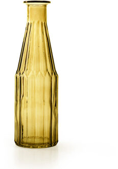 Jodeco Bloemenvaas Marseille - Fles model - glas - geel - H25 x D7 cm - Vazen