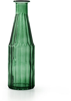Jodeco Bloemenvaas Marseille - Fles model - glas - groen - H25 x D7 cm - Vazen