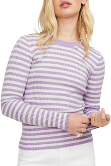 Jodi Tight Stripe Crew Neck Knit Shirt Dames lila - off white - M