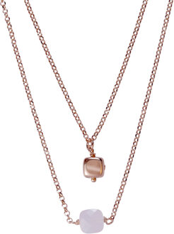 'Joelle' Dames 925 Sterling Zilver Set: Armband + Ketting - Roze SET-7432 Rosé