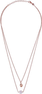'Joelle' Dames 925 Sterling Zilveren Ketting - Roze ZK-7432 Rosé - One Size