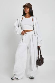 Jogger Met Hoge Taille En Plooi-Detail, Rechte Pijpen, Ash Grey - XL