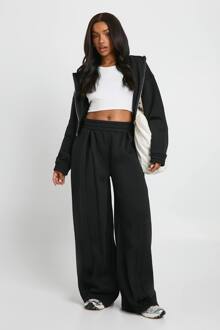 Jogger Met Hoge Taille En Plooidetail, Rechte Pijpen, Black - S