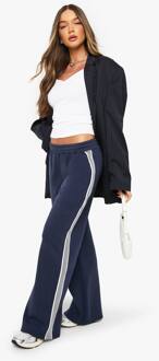 Jogger Met Wijde Pijpen En Zijstreeptape, Navy