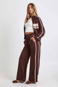 Jogger Met Zijstreep En Rechte Pijpen, Chocolate - L