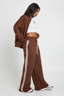 Jogger Met Zijtape, Contrasttrekkoord En Rechte Pijpen, Chocolate - S