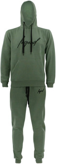 Joggingpak hoodie heren/dames signature italy olive Groen - M