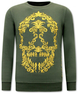 Joggingpak skull embroidery - maat S Groen