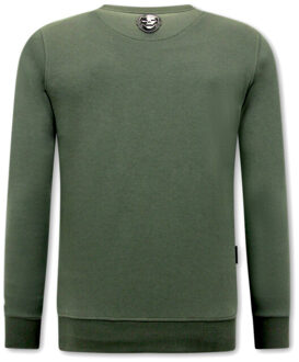 Joggingpak skull embroidery - maat XXL Groen