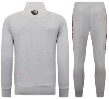 Joggingspak half zipper, double ribbon Grijs - XXL