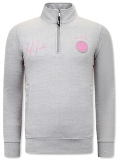 Joggingspak half zipper, double ribbon - maat XL Grijs