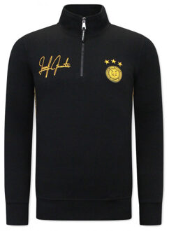 Joggingspak half zipper, double ribbon Zwart - M