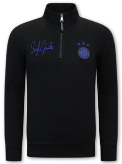 Joggingspak half zipper, double ribbon Zwart - XXL