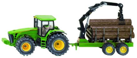 john deere 8430 tractor met bosbouw aanhanger groen (1945)
