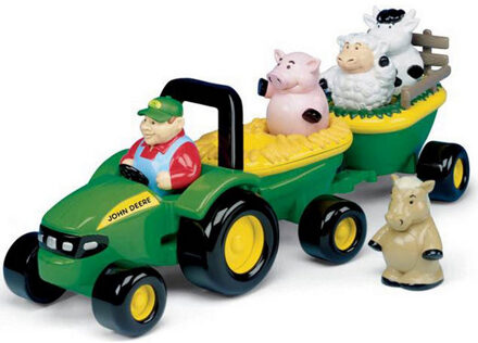 John Deere Hooiwagen ritje met Dierengeluiden
