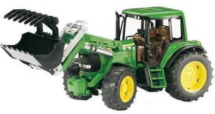 John Deere tractor met frontlader Blauw