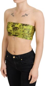 John Galliano Buis Top Grafische Print Zonder Schouderbanden Limoengroen - XS