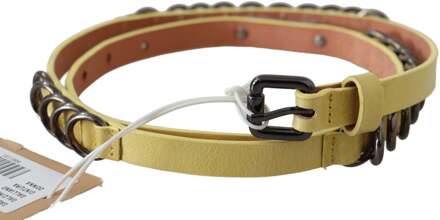 John Galliano Gele Leren Luxe Slim Gesp Chic Riem Geel - 85 cm
