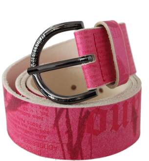 John Galliano Roze Leren Letterlogo Ringgesp Riem - 90 cm