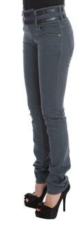 John Galliano Slim Fit High Waist Jeans van katoenmix voor dames. Zwart