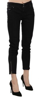 John Galliano Vrijetijdspantalon, zwart, met midden taille en geknipte zoom. - 24 (Taille)