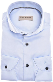 John Miller Blauwe overhemden met lange mouwen John Miller , Blue , Heren - Xl,L,M,5Xl,3Xl