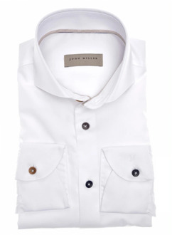 John Miller Overhemd met getailleerde pasvorm en tijd-geïnspireerde knopen John Miller , White , Heren - 5XL