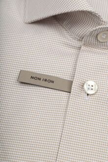 John Miller Overhemd Small Check Beige - 38,43