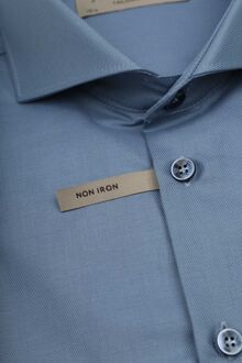 John Miller Overhemd Twill Indigo Blauw