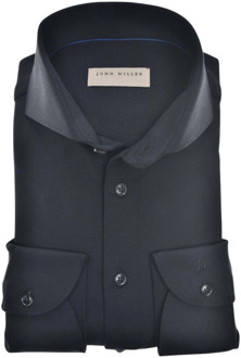 John Miller Slim Fit Cutaway Overhemd Zwart - 38 - Heren