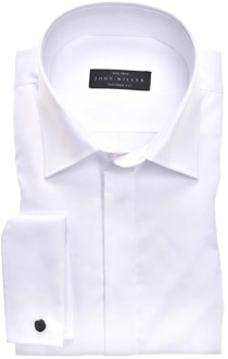 John Miller Wit Overhemd met Lange Mouwen en Tailored Fit John Miller , White , Heren - 2Xl,L,M,S,5Xl,4Xl