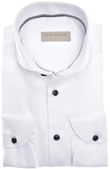 John Miller Witte lange mouw overhemden John Miller , White , Heren - Xl,5Xl