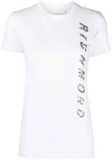 John Richmond Contrasterende Zijprint T-Shirt John Richmond , White , Dames - Xl,L,S,Xs