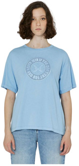 John Richmond Geborduurd Logo Ronde Hals T-shirt John Richmond , Blue , Dames - L,Xs,2Xs