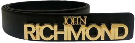 John Richmond Leren Riem met Logo John Richmond , Black , Heren - 80 CM