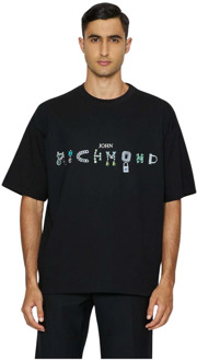 John Richmond Logo Voor Ronde Hals Korte Mouw T-shirt John Richmond , Black , Heren - L,M,S