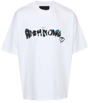 John Richmond Logo Voor Ronde Hals Korte Mouw T-shirt John Richmond , White , Heren - 2Xl,Xl,M,S