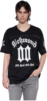 John Richmond Oversized T-shirt met contrasterende print John Richmond , Black , Heren - L,M,S