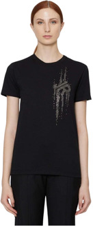 John Richmond Reguliere T-shirt met voorlogo John Richmond , Black , Dames - Xl,L,M,S,Xs
