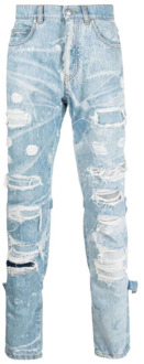 John Richmond Slim Fit Jeans in 100% katoen met distressed effect John Richmond , Blue , Heren - W33,W31,W30,W35,W34,W36,W32