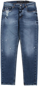 John Richmond Slim-Fit Jeans met scheuren aan de voorkant en print op de achterkant John Richmond , Blue , Heren - W31,W35,W33,W38,W36,W30