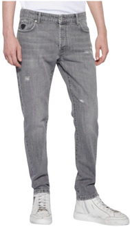 John Richmond Slim-Fit Jeans met Scheuren en H-Logo John Richmond , Gray , Heren - W34,W38,W36,W35