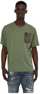 John Richmond T-shirt met geborduurde print en voorzak John Richmond , Green , Heren - Xl,L,M,S