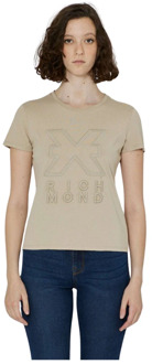 John Richmond T-shirt met print Ronde hals Slim fit John Richmond , Beige , Dames - L,M,S,2Xs