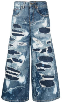 John Richmond Wijde broekspijp jeans van 100% katoen, used effect John Richmond , Blue , Dames - W28,W25,W30,W29,W27,W26